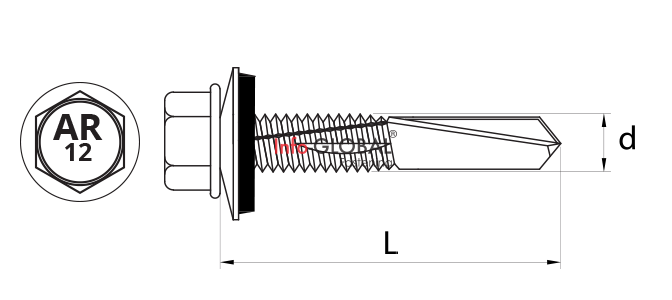 3.17. Selbstbohrende Schrauben aus Nirosta BIMETALL mit  EPDM-Scheibe  zum Befestigen  von Blechen an der Unterlage aus Stahl